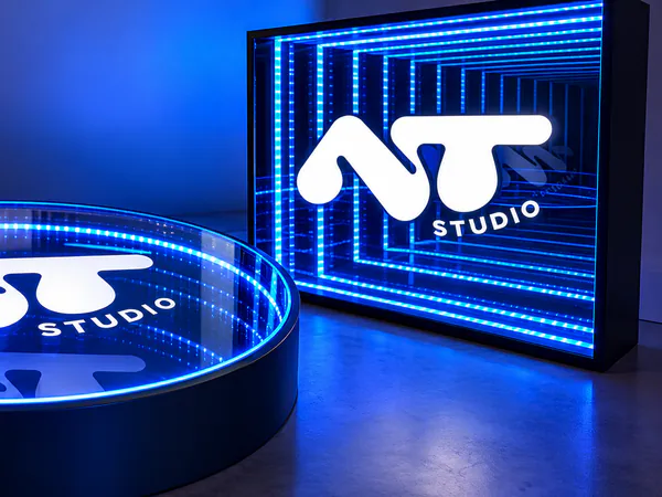 Mesa y cuadro de espejo infinito LED con efecto de profundidad