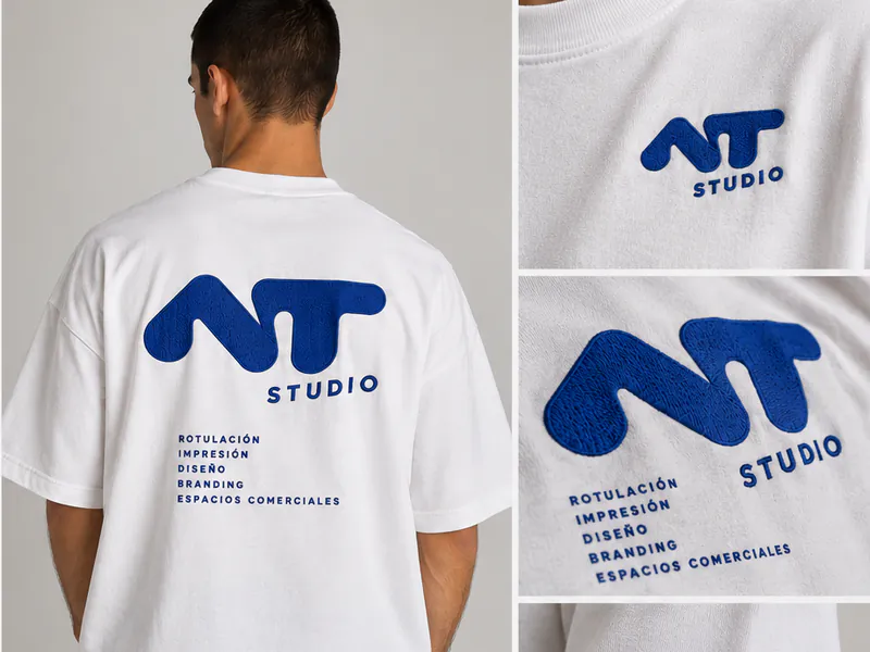 Camiseta oversize blanca con el logotipo bordado